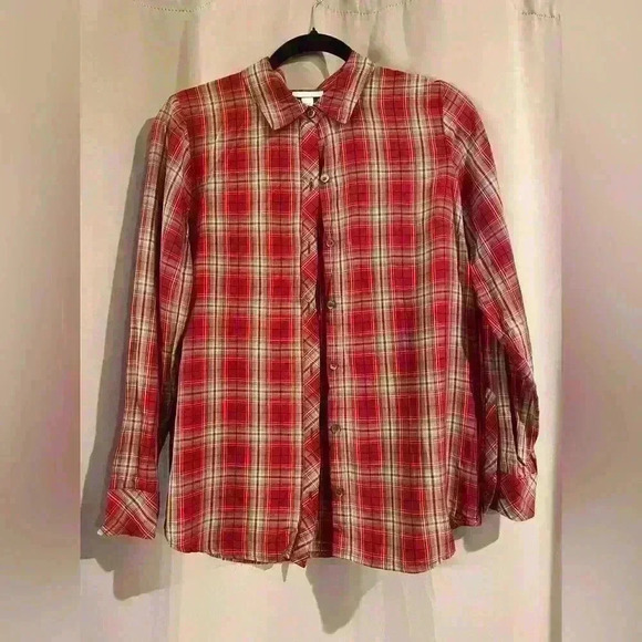 Women’s Red Button Up J.Jill Top - Picture 1 of 5